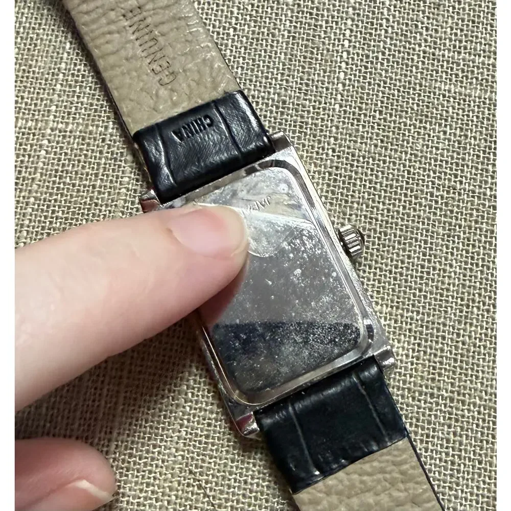 Coldwater Creek Rectangular Silver Tone Leather Watch New Battery